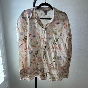 H&M Linen Floral Top with Pastel Hues